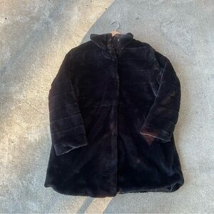 CiSono Chic Faux Fur Long Black Jacket Size 2X Cozy Soft